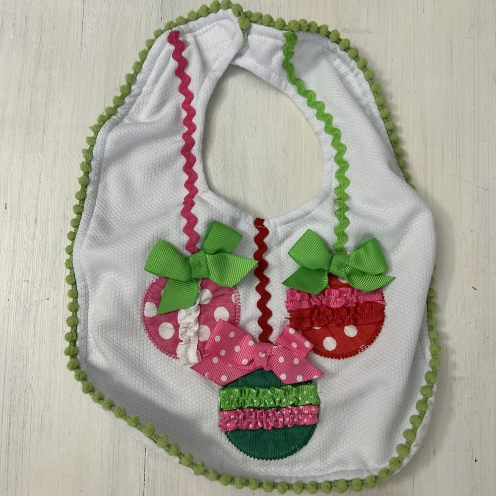 Christmas Set 0-6 Mo Baby Girl Green/Pink/White Bib‎ Bloomers B137
